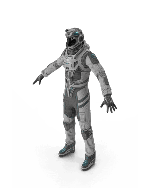 3D-printed astronaut figure render